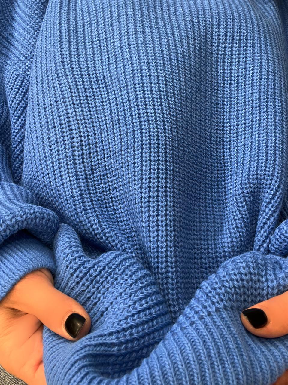 Светр жіночий MIX RAY 6607 широкий подовжений OS Блакитний (1035) - фото 6