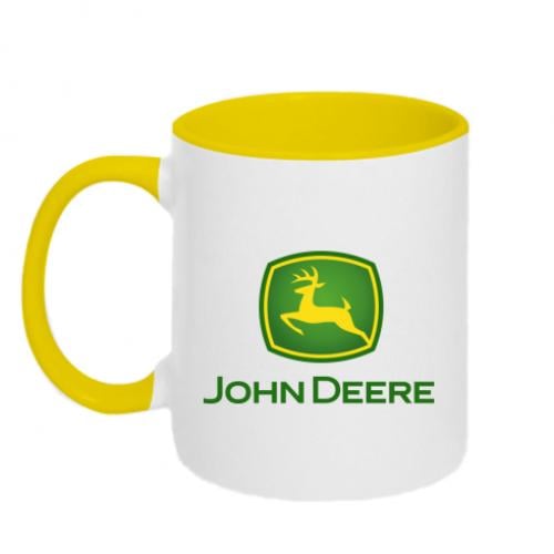 Чашка керамічна двоколірна John Deere 320 мл Біло-жовтий (731558-34-63795)