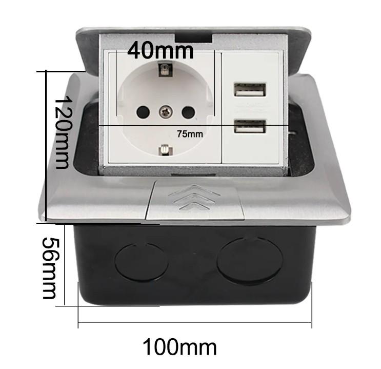 Блок розеточный Hoomin на 1 розетку и 2 USB Серебристый (71564122) - фото 4