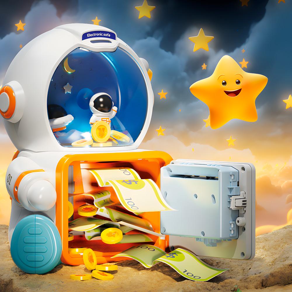 Копилка-копилка детская электронная Heracles Астронавт с автозагрузкой купюр/пин-кодом/отпечатком пальца/музыкой (1162) - фото 3 Копилка-копилка детская электронная Heracles Астронавт с автозагрузкой купюр/пин-кодом/отпечатком пальца/музыкой (1162) - фото 3