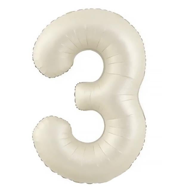 Шарик Цифра 3 100 см Слоновая кость сатин (135468) - фото 1 Шарик Цифра 3 100 см Слоновая кость сатин (135468) - фото 1