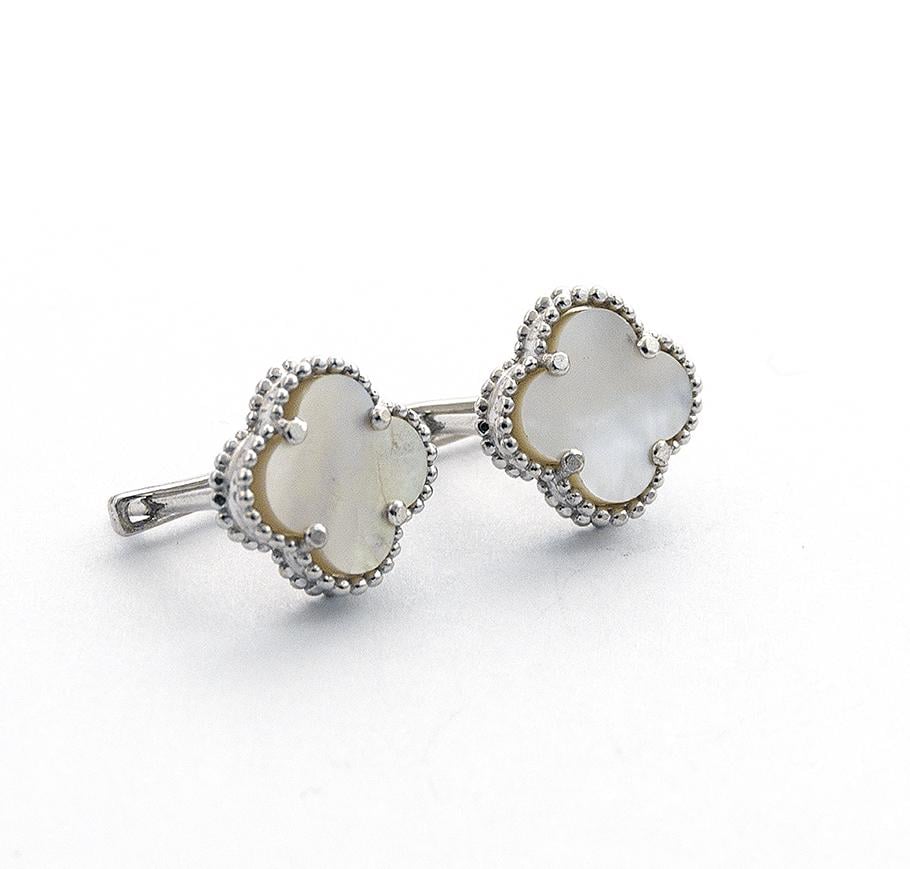 Серьги Maxi Silver 9426 Клевер с перламутром (89426)