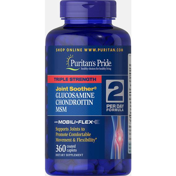Препарат для суставов и связок Puritan's Pride Triple Strength Glucosamine Chondroitin & MSM Joint Soother 360 Caplets