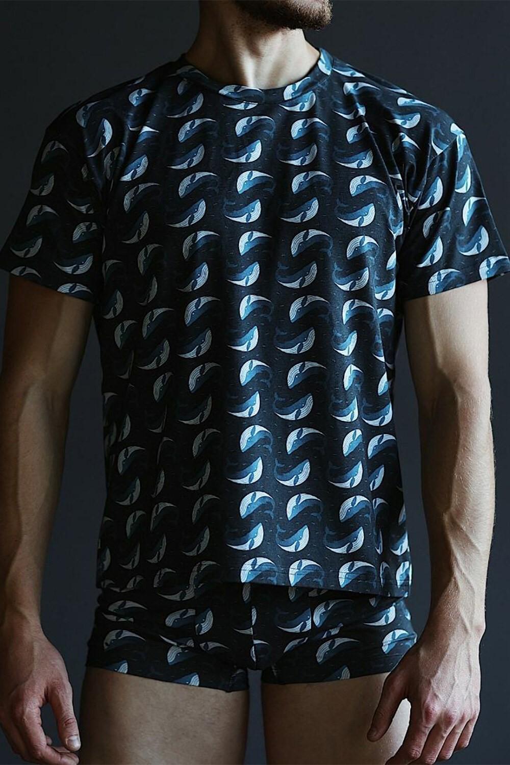Білизна чоловіча Without Whale боксери/футболка бавовняна S Dark Blue (S8036050) Білизна чоловіча Without Whale боксери/футболка бавовняна S Dark Blue (S8036050)