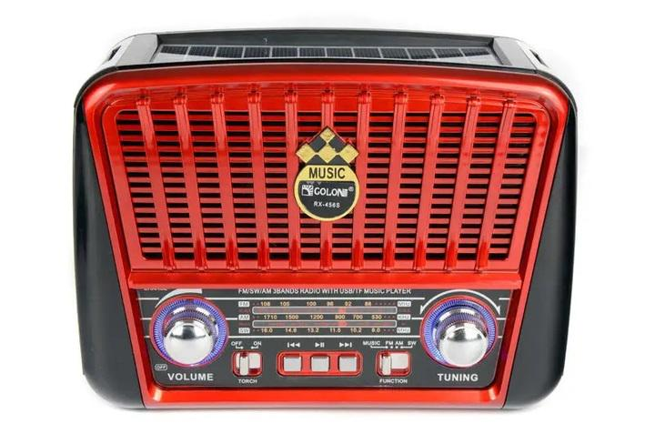 Радиоприемник антенный Golon RX-456 на солнечной панели аккумуляторный со светодиодным фонарем (0248)