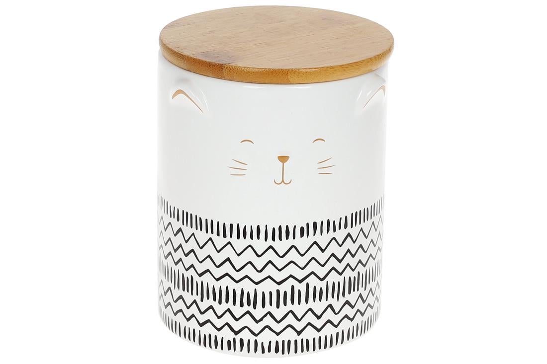 Банка керамическая BonaDi с бамбуковой крышкой The Cat 600 мл Белый (304-949)