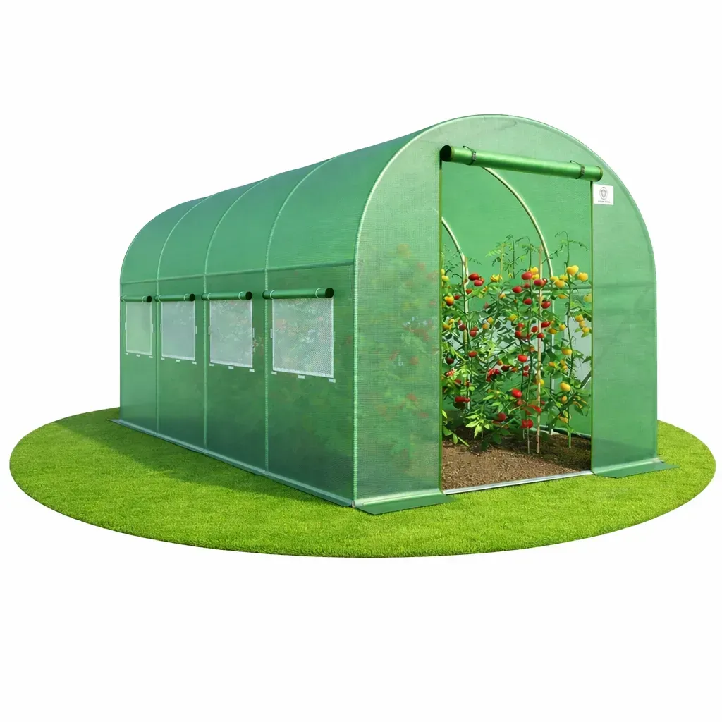 Теплица садовая с окнами армированная пленка UV-4 10 м2 4х2,5х2 м Зеленый Теплица садовая с окнами армированная пленка UV-4 10 м2 4х2,5х2 м Зеленый