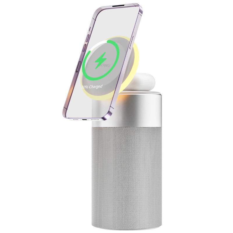 Зарядное устройство WIWU Wi-W022 3in1 Wireless Charger/Bluetooth Speaker White (00000068523_1)
