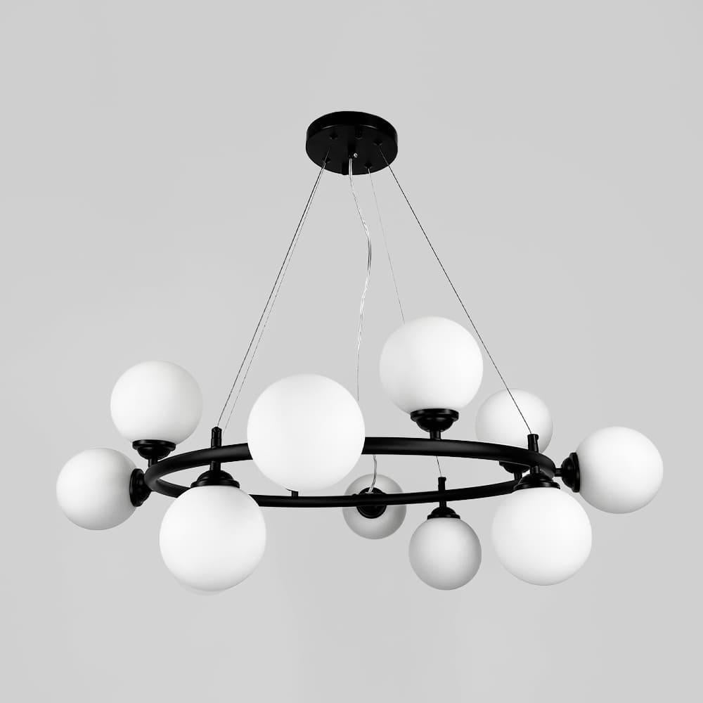 Люстра подвесная кольцо с плафонами Lighthouse LNF-17561/12 BK WT цоколь G9 Ø 80 см Черный