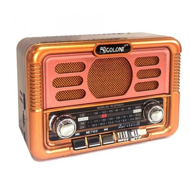 Радіоприймач акумуляторний Golon RX-6061BT з Bluetooth та USB/SD Золотистий (ML-04458)