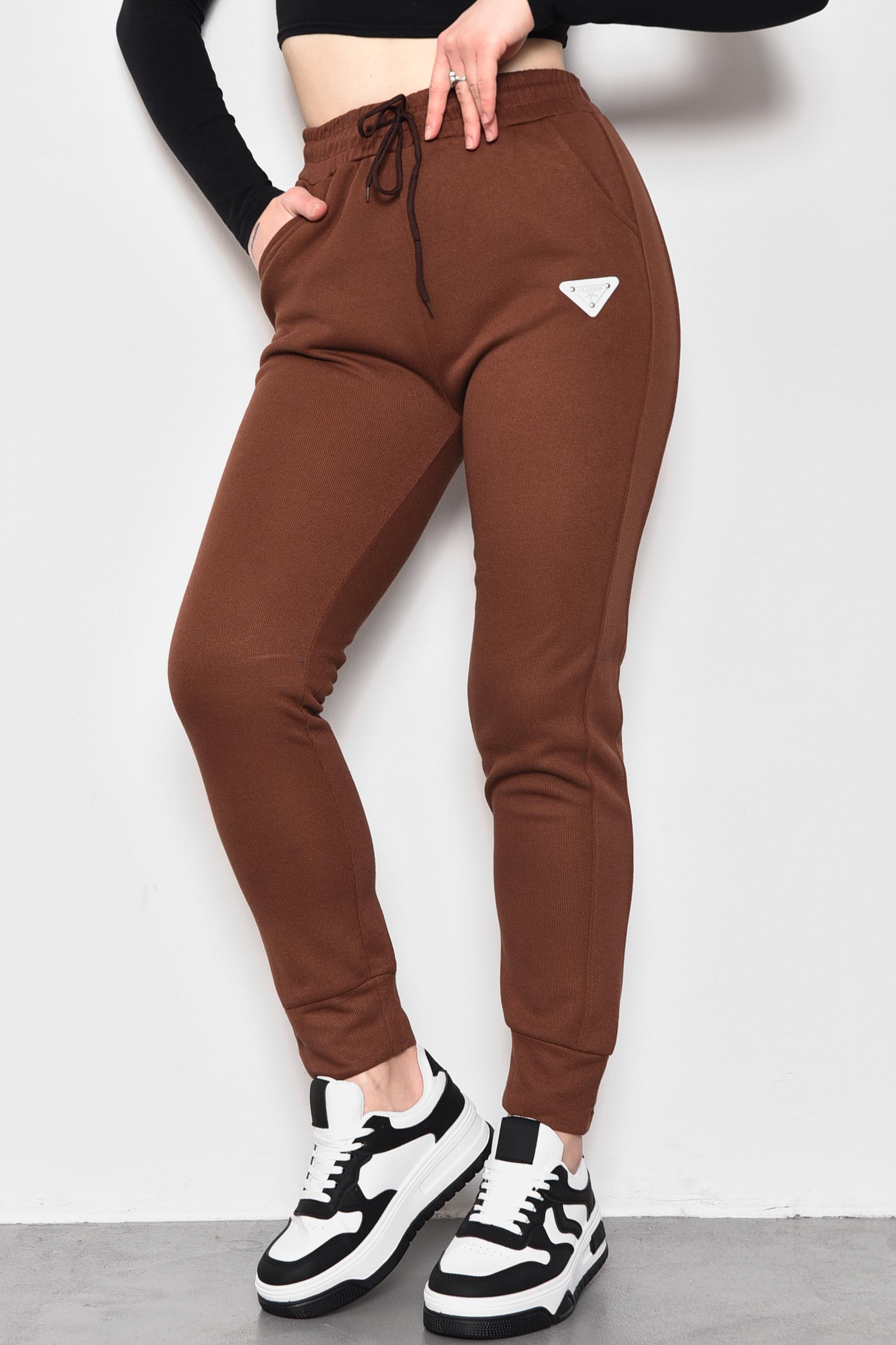 Спортивні штани трикотажні жіночі р. 44 Коричневий (174465) - фото 2