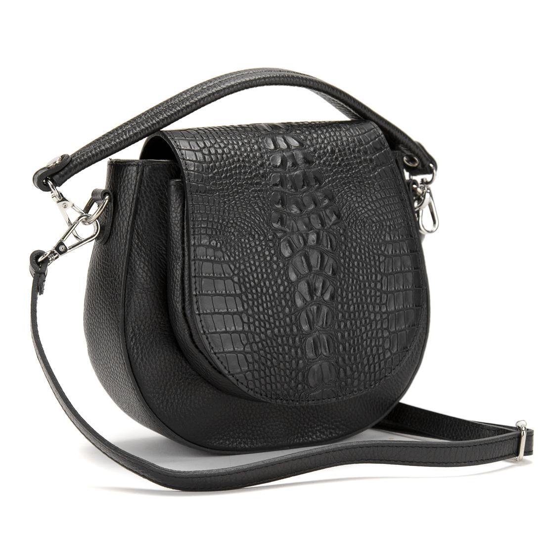 Женская сумка с клапаном Royal Bag F-IT-9872A под рептилию Черный (6477)