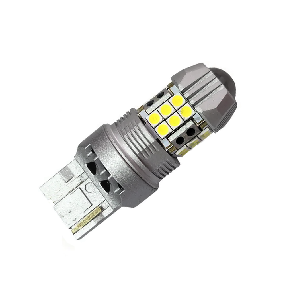 Автомобильная лампа светодиодная Т20 W21W 7440 3030x27 SMD линза биполярная 12-24 В (2517116493)