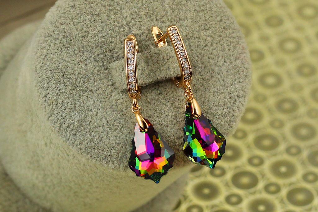Серьги Xuping Jewelry Грязь Сваровски зеленый хамелеон 3,5 см Золотистый (2605822150)