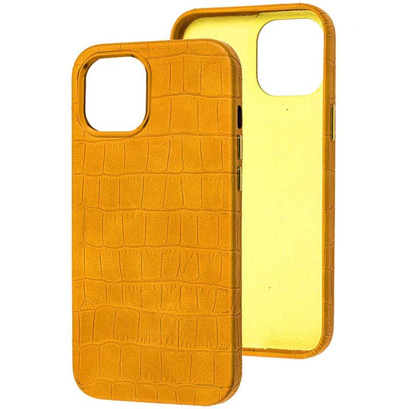 Противоударный кожаный Чехол Epik Croco Leather для Apple iPhone 14 Plus (6.7") Yellow
