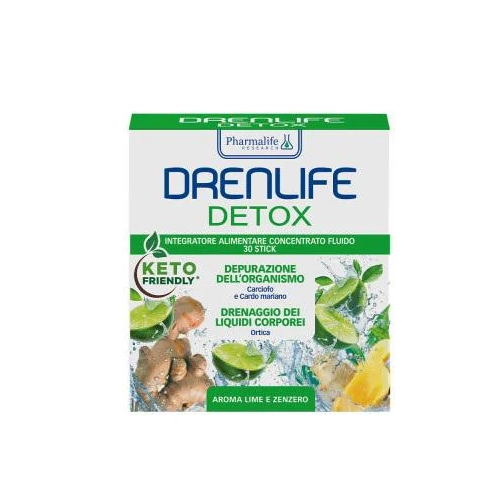 Натуральна добавка харчова для виведення токсинів Drenlife Detox з ароматом лайма та імбиру 30 стіків по 10 мл (214720)