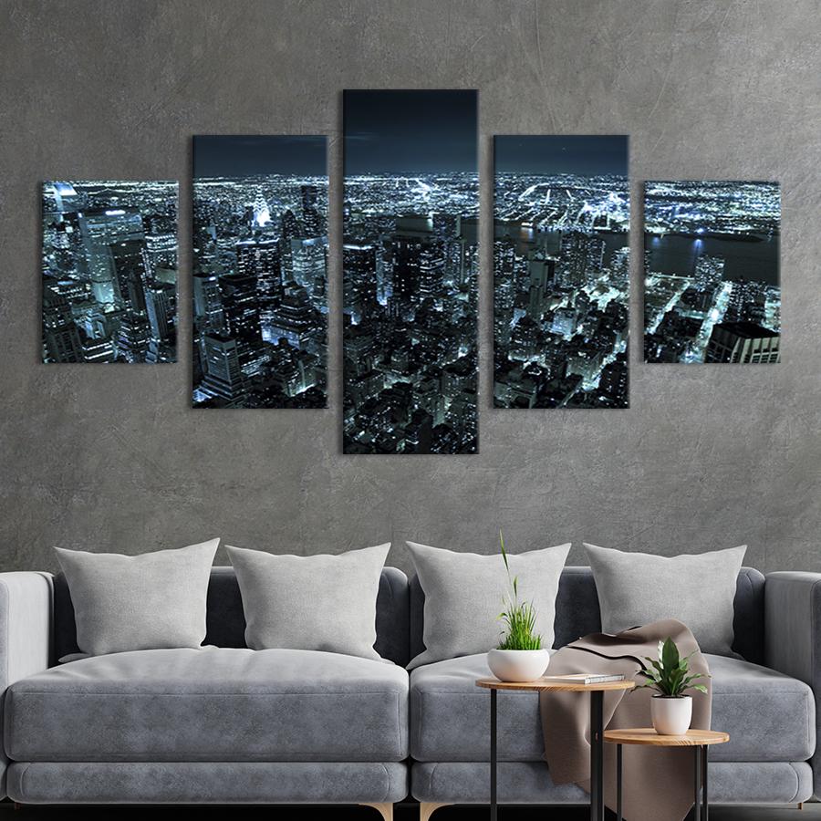 Модульная картина из 5 частей Ночные высотки Нью-Йорка 162x80 см (314-52)