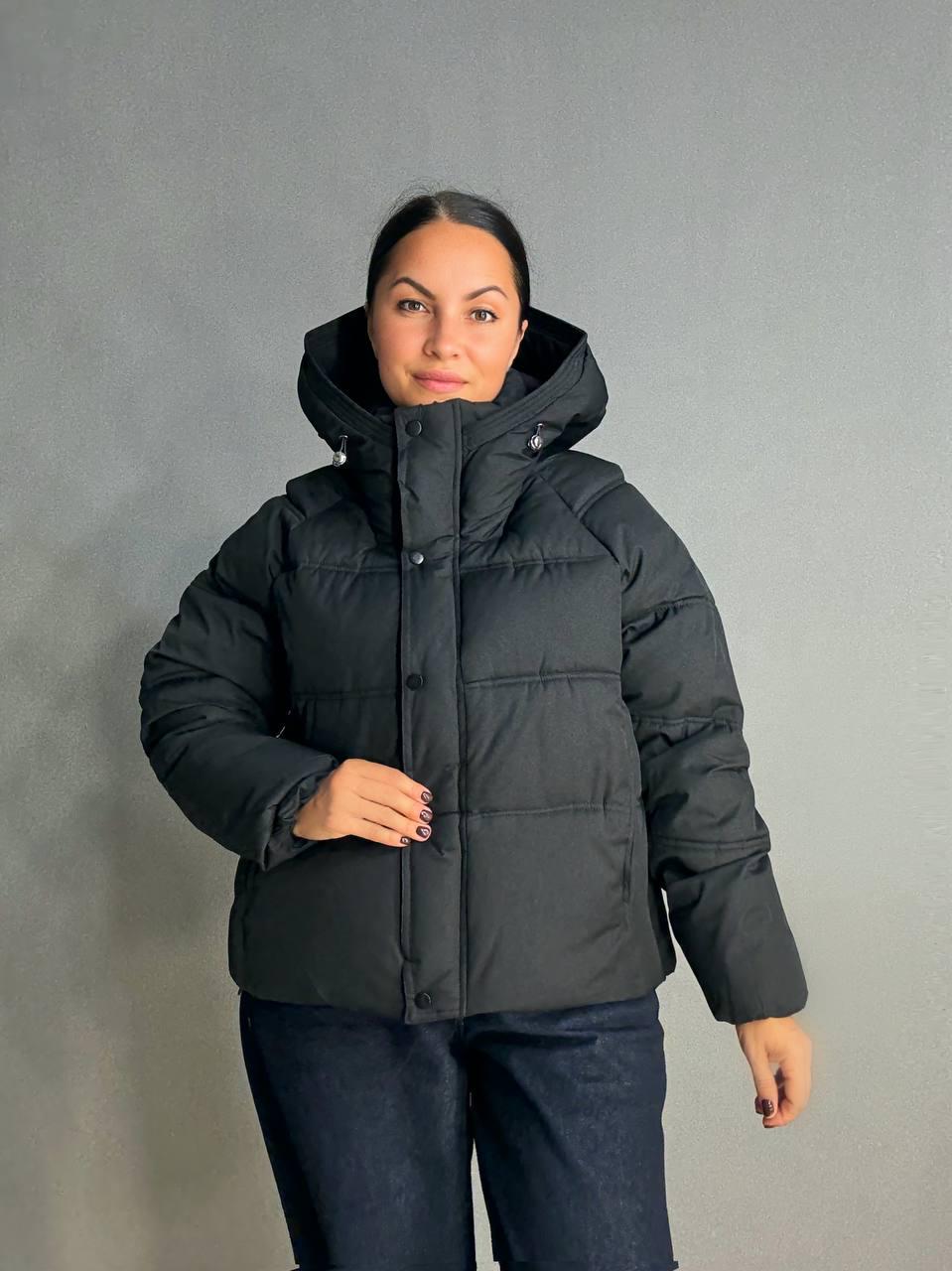 Куртка женская HAIZIYUAN 8589 средней длины с капюшоном XL Черный (4806) - фото 6 Куртка женская HAIZIYUAN 8589 средней длины с капюшоном XL Черный (4806) - фото 6