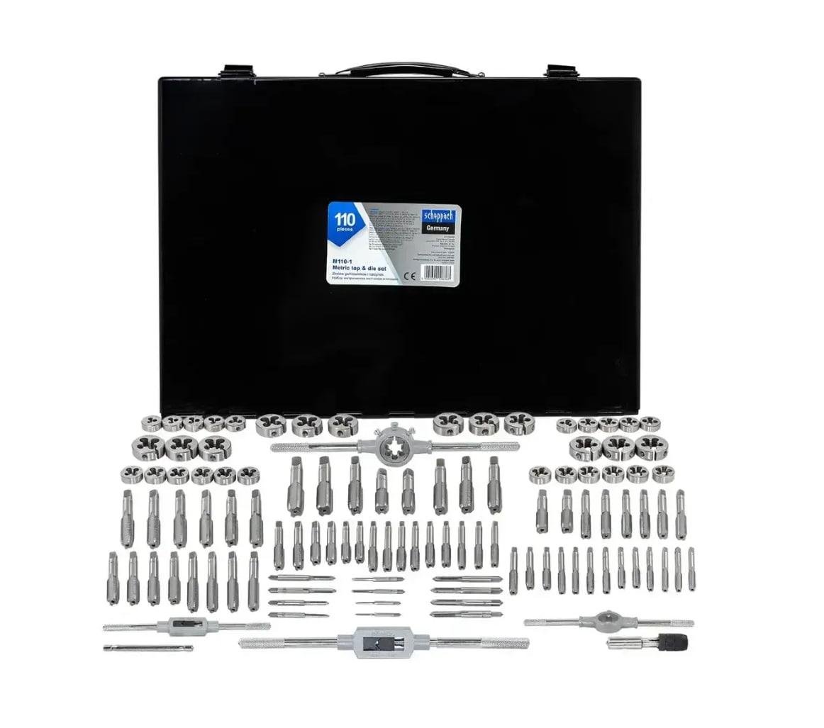 Набор метрических метчиков и плашек Scheppach SCH-M110-1 в металлическом кейсе 110 пр. М2-М18 (SCH-M110-1) Набор метрических метчиков и плашек Scheppach SCH-M110-1 в металлическом кейсе 110 пр. М2-М18 (SCH-M110-1)