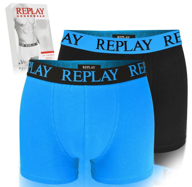 Труси боксери чоловічі анатомічні Replay 2 шт. L Чорний/Насичений-Синій (102576870) - фото 3