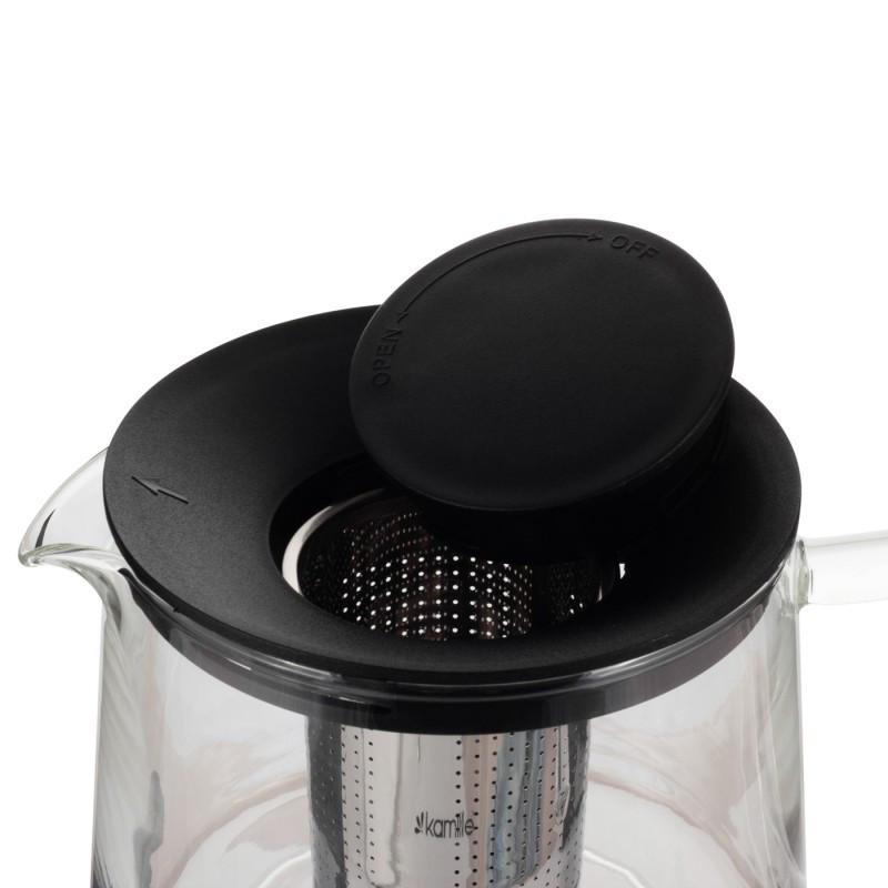 Заварювальний чайник для кави та чаю Kamille KM-0776L з нержавіючої сталі та термостійкого скла 1500 мл Прозорий (150-84-0776L) - фото 3 Заварювальний чайник для кави та чаю Kamille KM-0776L з нержавіючої сталі та термостійкого скла 1500 мл Прозорий (150-84-0776L) - фото 3