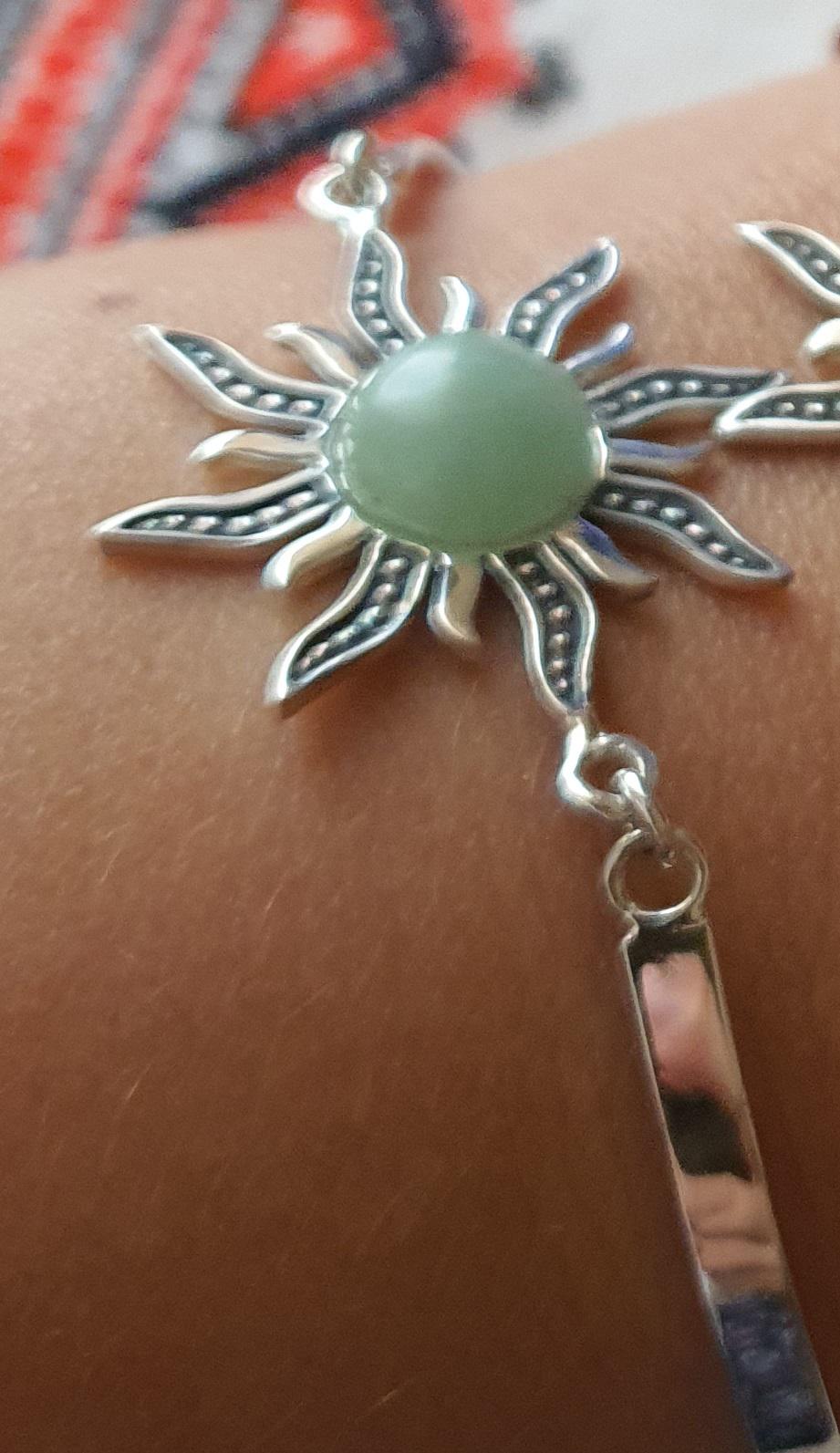 Браслет срібний Сонце з камінням нефрит 925 проба (2607612427) - фото 14