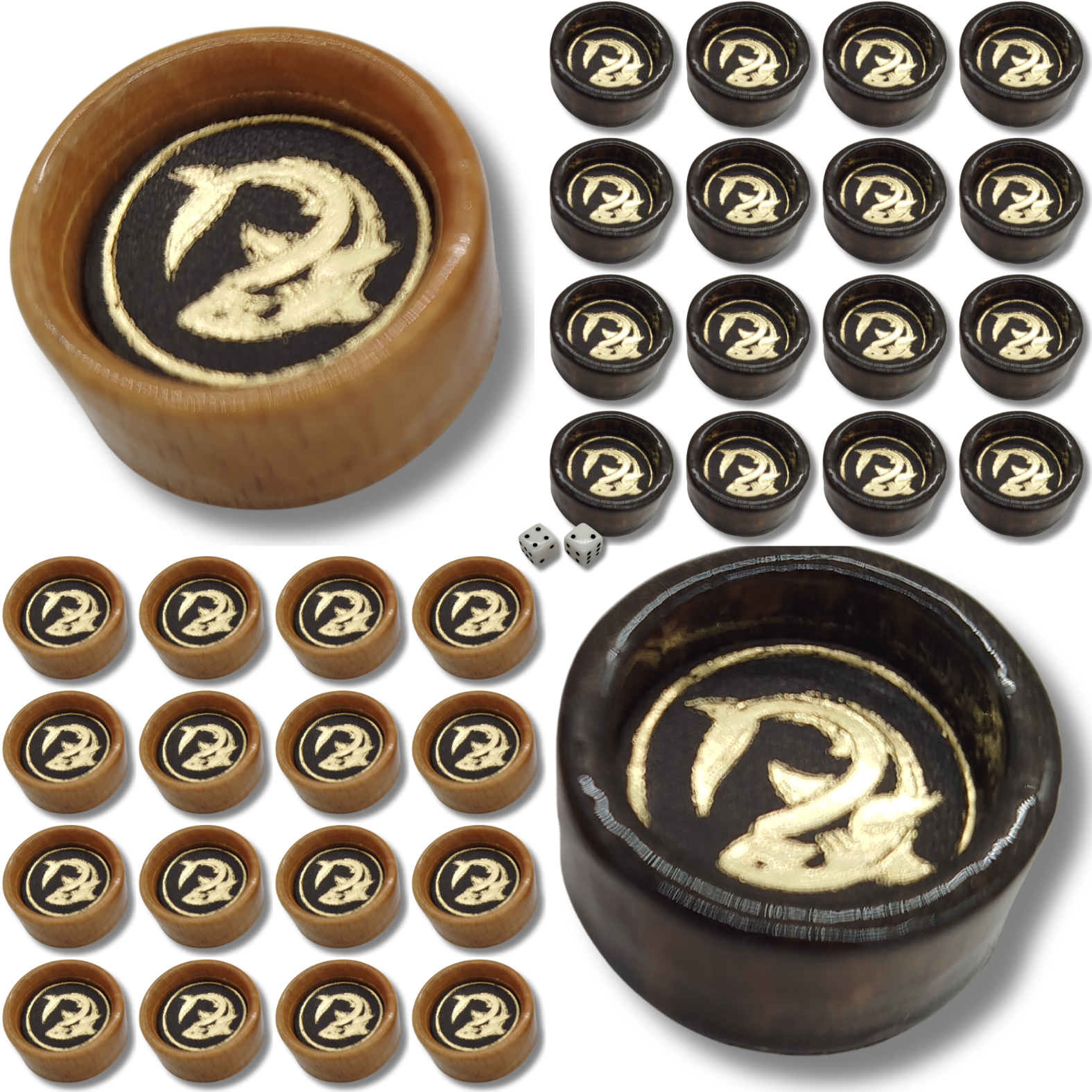 Фішки для нард штамп №26 зі шкіряною вставкою 25х12 мм (33732409)