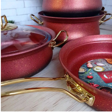 Набір посуду OMS з антипригарним покриттям для індукції 9 предметів - фото 3