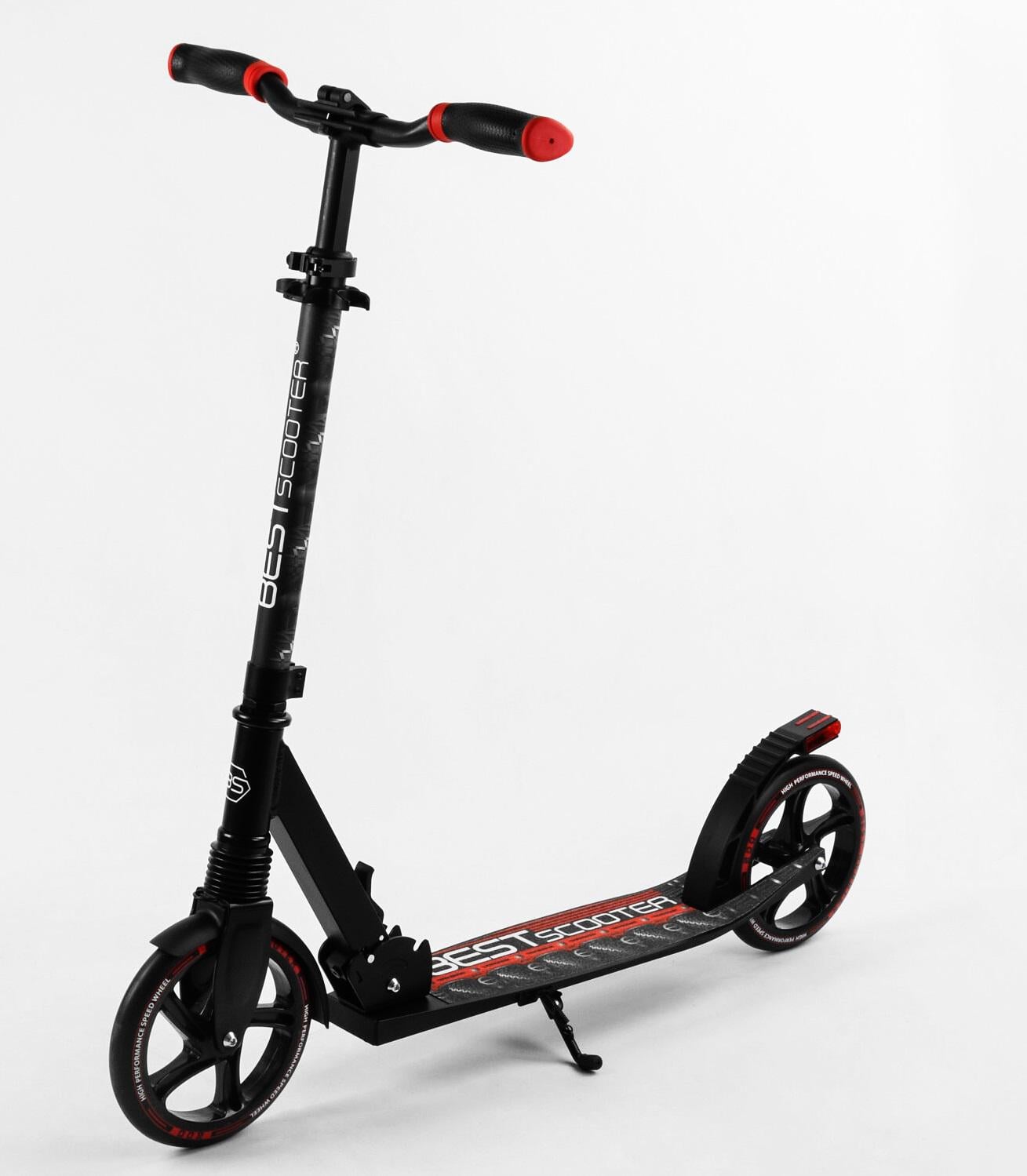 Самокат двухколесный Best Scooter складной амортизатор стоп сигнал Black/Red (105428)