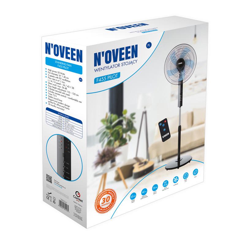 Вентилятор підлоговий Noveen F455 3 режими роботи з таймером та ДУ 55 Вт 220-240 В, 50/60 Гц 56 дБ Чорний (2561677554) - фото 4