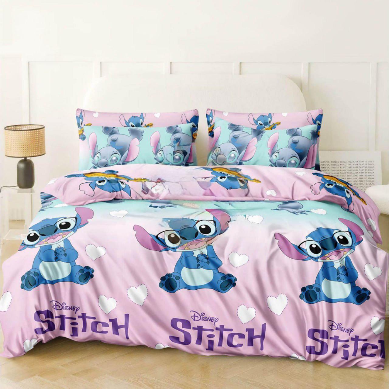 Комплект постельного белья Lilo & Stitch Gold Lux полуторный Розовый