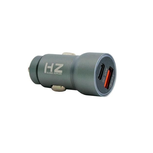 Адаптер у прикурювача автомобіля HZ HC12 на 2 роз'єми USB/Type-С 12/24V Grey (20800007)