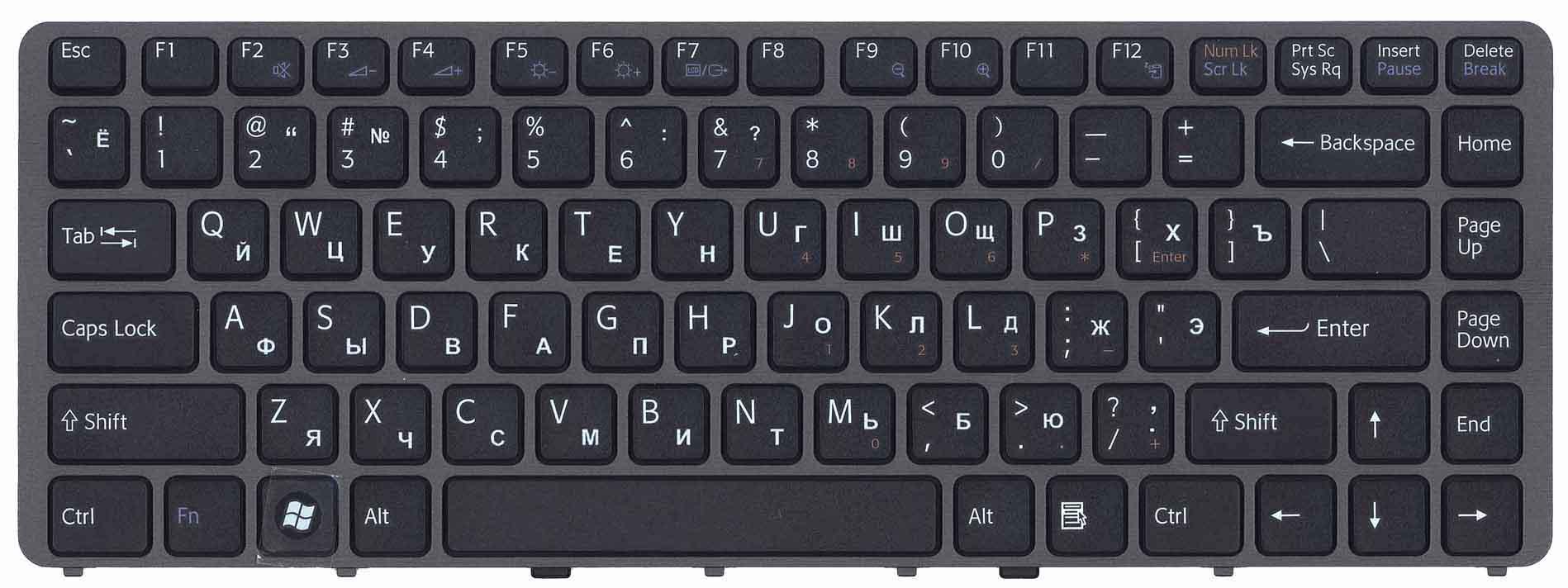 Клавіатура для ноутбука Sony Vaio VGN-NW Black Frame Black