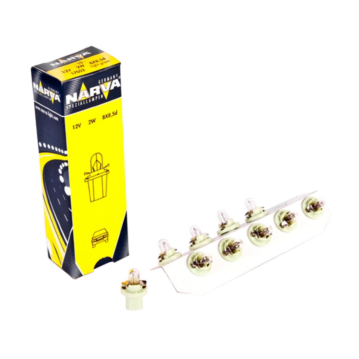 Автомобільна лампа розжарювання Narva 12V 2W BX8.5D Green 10 шт. (2517-40ab3)