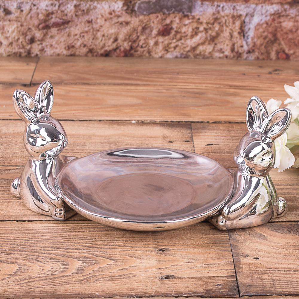 Подставка под пасочку с двумя кроликами Серебряный (4337-2)