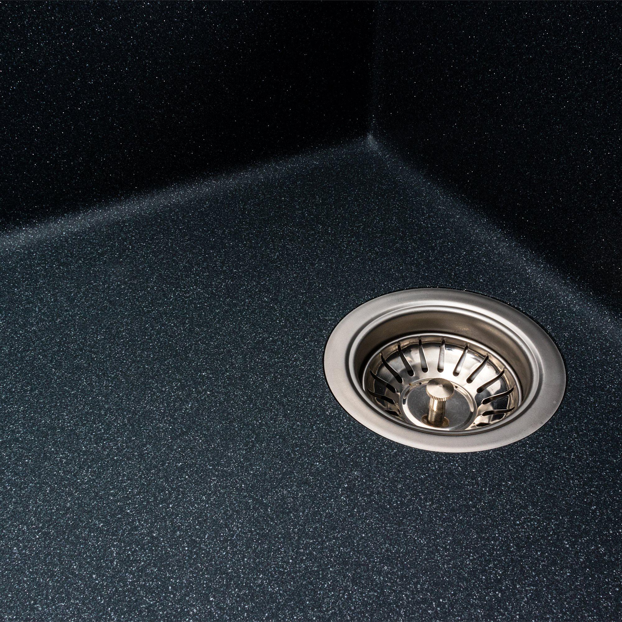 Мойка кухонная гранитная 7050 Cascada Platinum матовая Антрацитовый - фото 5