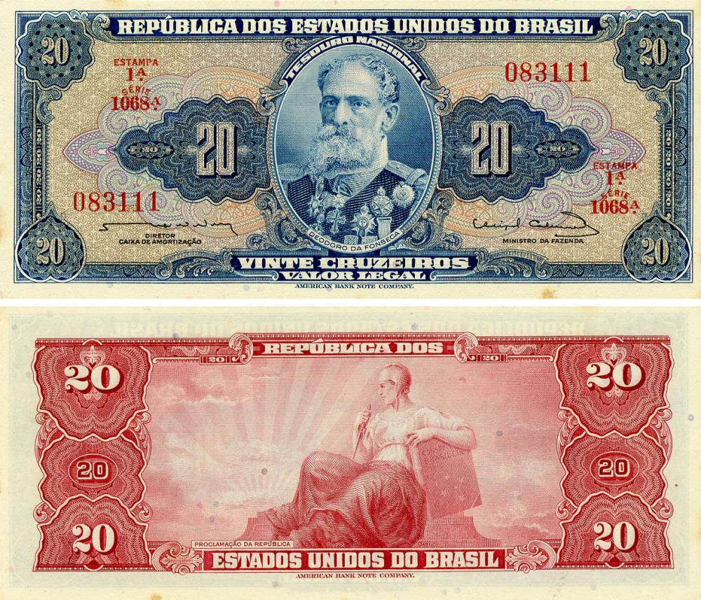 Колекційна банкнота Бразилія 20 крузейро 1961-1963 AU-UNC (P168b)