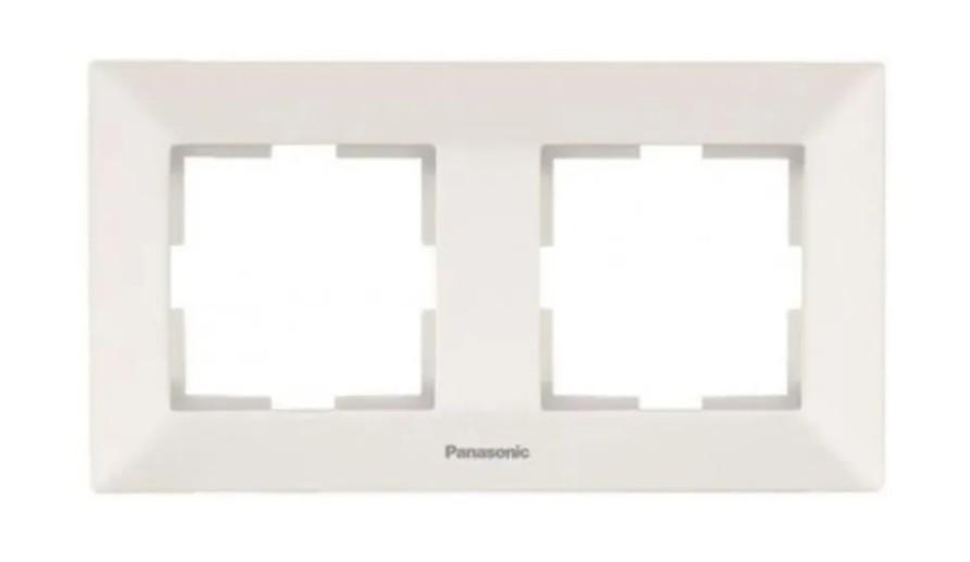 Рамка для розеток подвійна горизонтальна Panasonic Arkedia Slim WNTF08022BG-UA Кремовий