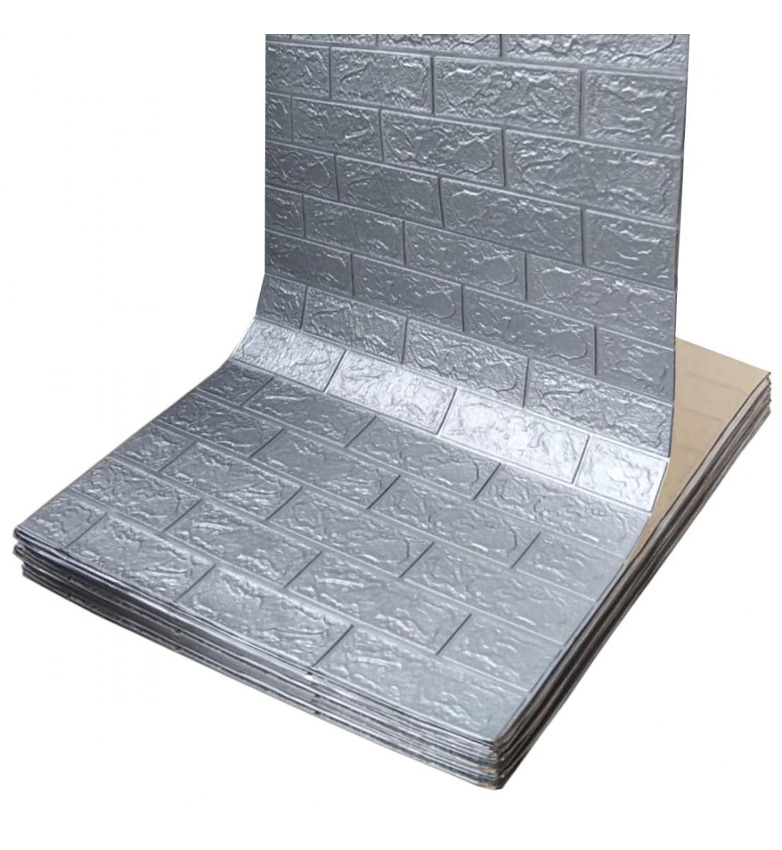 3D-панель декоративная под кирпич самоклеющаяся 3080x700x3 мм Серебристый 3D-панель декоративная под кирпич самоклеющаяся 3080x700x3 мм Серебристый