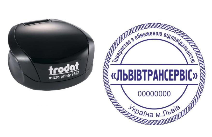 Печать ТОВ на карманном оснащении Trodat Micro Printy 9342 d 42 мм Черный (ООО3/9342/B)