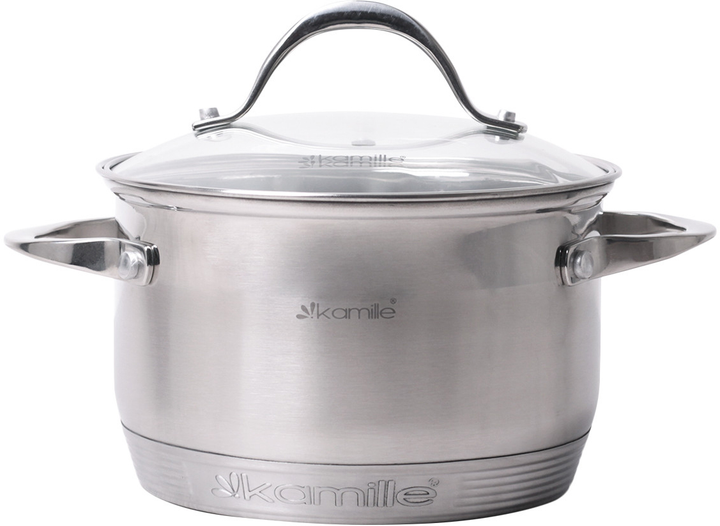 Каструля зі скляною кришкою та багатошаровим дном Kamille КМ-4717S із нержавіючої сталі 2,1 л Сталевий (150-84-4717S)