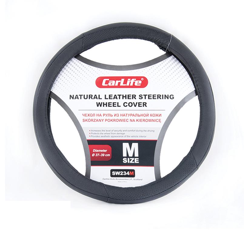 Чехол на руль Carlife кожаный 37-39 см Black