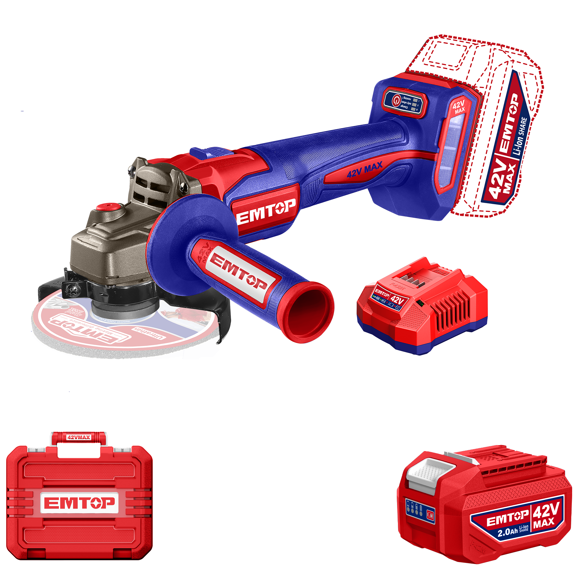 Болгарка аккумуляторная EMTOP ELAG4108112 Болгарка аккумуляторная EMTOP ELAG4108112