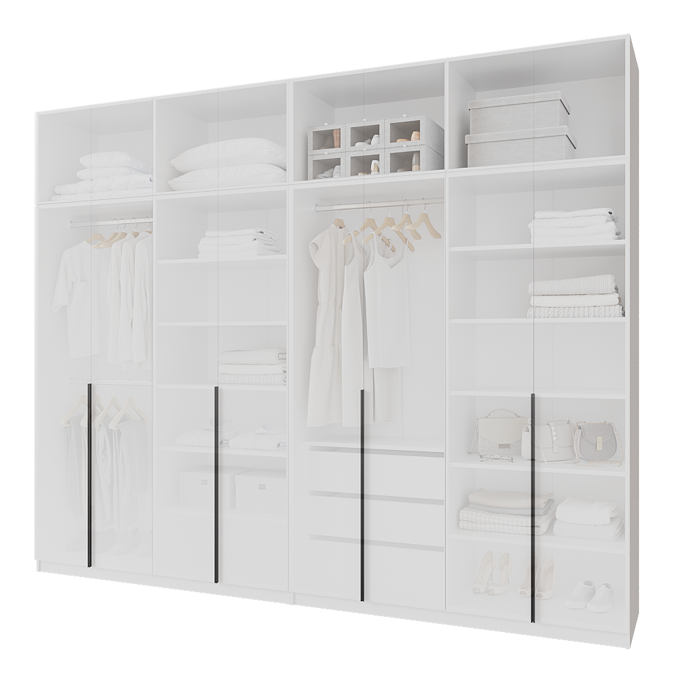 Шафа розпашна з тумбою та антресолью Меблітренд Чиназес Чита-3200.4 3200х500х2450 мм Білий (27674909) - фото 3 Шафа розпашна з тумбою та антресолью Меблітренд Чиназес Чита-3200.4 3200х500х2450 мм Білий (27674909) - фото 3