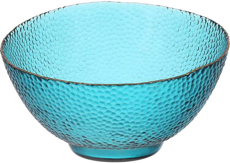 Салатник стеклянный Bauble 22х13 см Бирюзово-зеленый с золотой каймой Салатник стеклянный Bauble 22х13 см Бирюзово-зеленый с золотой каймой