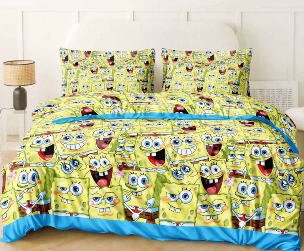 Комплект постельного белья Спанч Боб бязь евро/наволочки 50х70 см (2437)