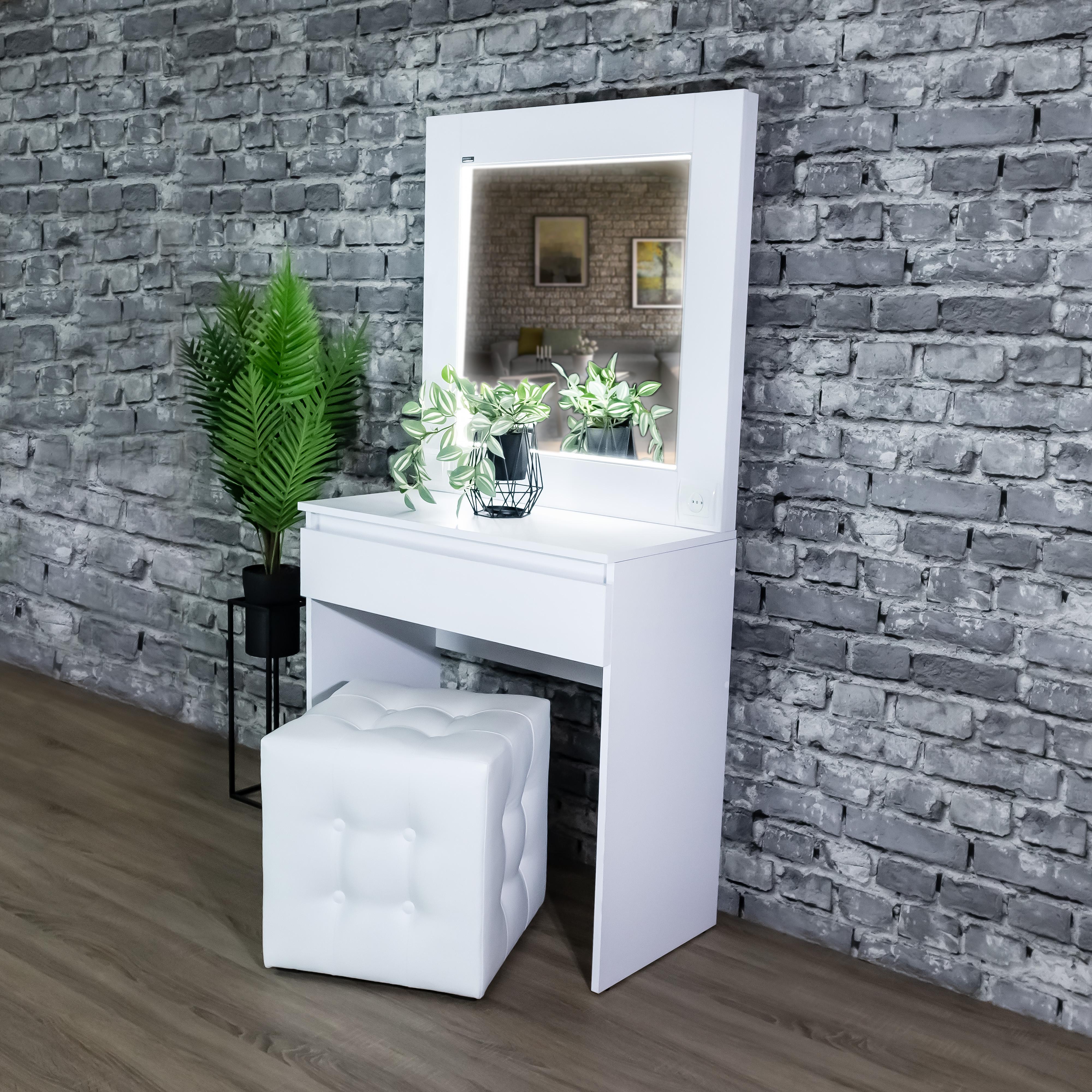 Стіл макіяжний з Led підсвічуванням 160х80х40 см Білий (01/01) - фото 3