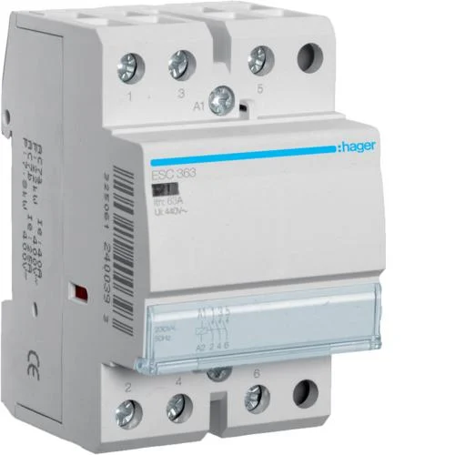 Контактор модульный Hager 3P 63 А 3NO 230 В AC (ESC363)