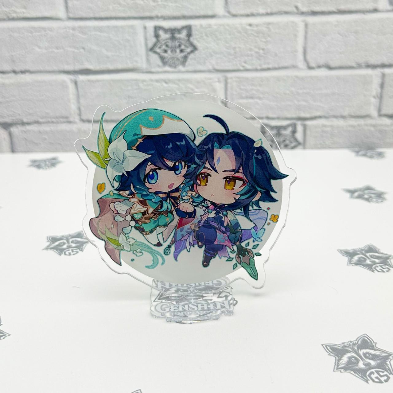Фигурка коллекционная акриловая Chibi Genshin Impact Сяо и Венти 10 см (2220340789)