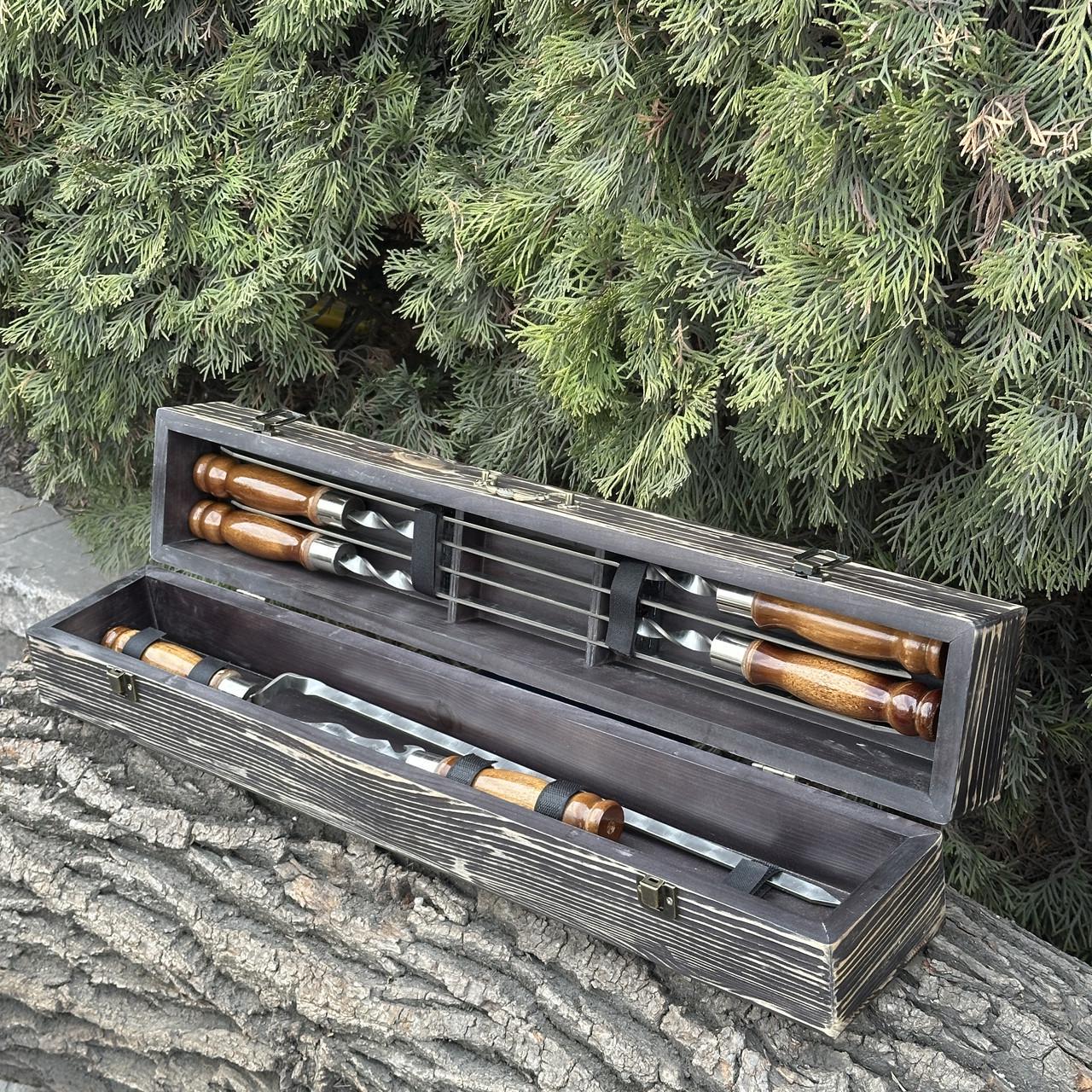 Набор подарочный для барбекю Mzavod ШашлыКейс Темно-коричневый (27728750) - фото 3 Набор подарочный для барбекю Mzavod ШашлыКейс Темно-коричневый (27728750) - фото 3